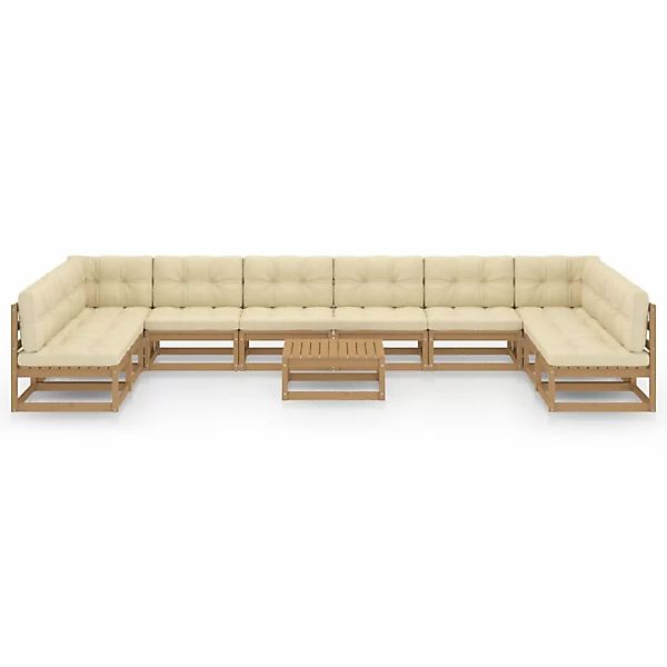 11-tlg. Garten-lounge-set Kissen Honigbraun Kiefer Massivholz günstig online kaufen