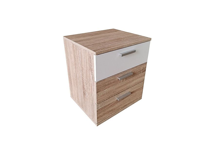 HTI-Living Nachtschrank Nachtkommode 3 Schubladen Nina Sonoma Weiß (Stück, günstig online kaufen
