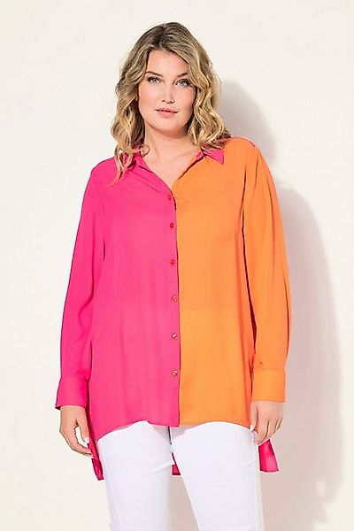 MIAMODA Hemdbluse Bluse A-Linie Satin Colorblocking Langarm günstig online kaufen