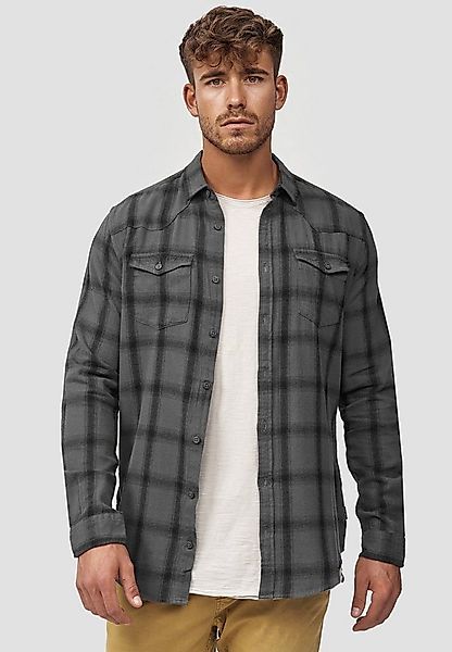 Indicode Langarmhemd Herren Altin Herrenhemd Langarm Flanellhemd im Karo-De günstig online kaufen