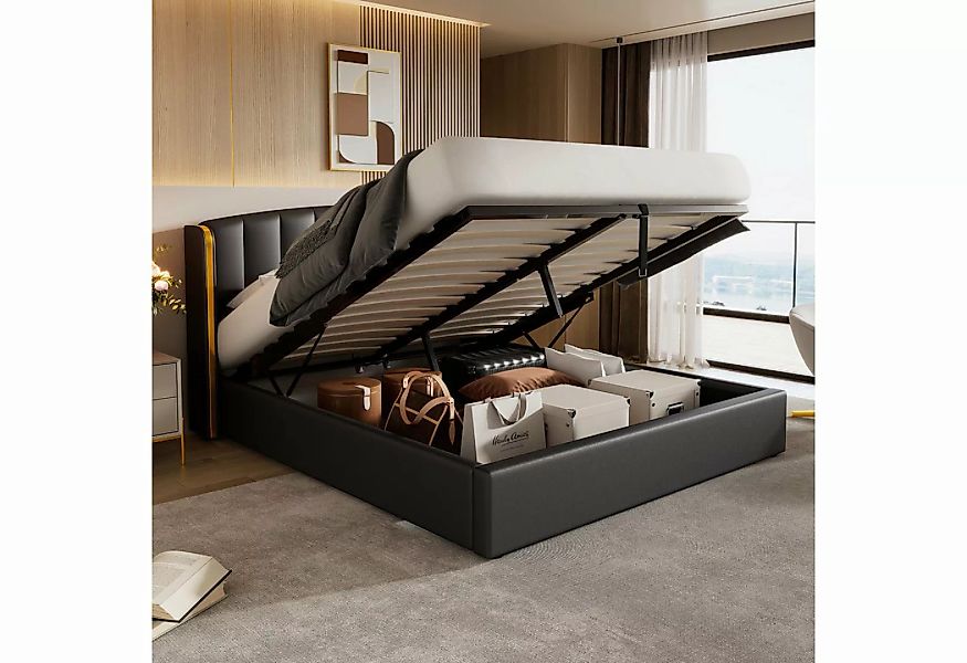 WISHDOR Polsterbett Hydraulisches Bett (180*200cm), mit goldgerandetes Ohre günstig online kaufen
