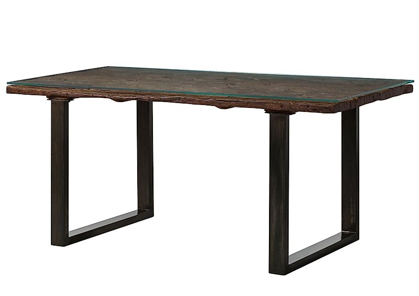 Massivmoebel24 Baumkantentisch SEVILLA (Esstisch mit Glas günstig online kaufen