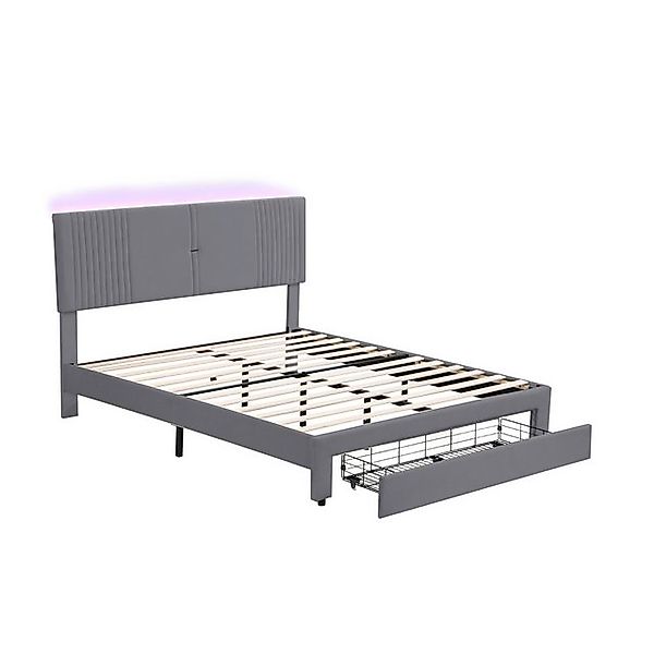 Gotagee Polsterbett Doppelbett USB Schublade Jugendbett Samt LED flaches Be günstig online kaufen