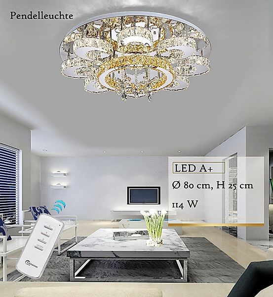 Eurotondisplay LED Deckenleuchte LED Pendelleuchte Kristall Fernbedienung D günstig online kaufen