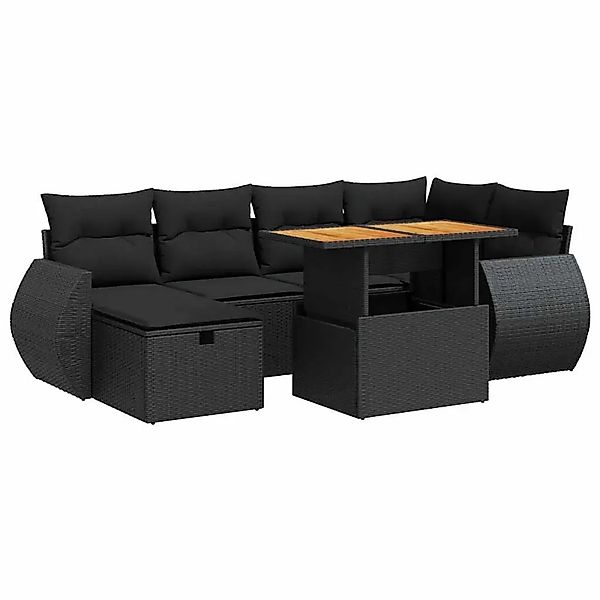 vidaXL 8-Tlg Garten-Sofagarnitur mit Kissen Schwarz Poly Rattan 3328056 günstig online kaufen