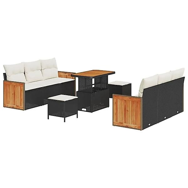 vidaXL Gartensofa-set mit Kissen 11-Tlg Schwarz und Creme Poly-Rattan 33652 günstig online kaufen