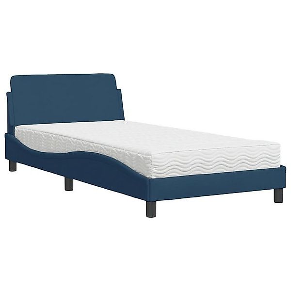 vidaXL Bett Bett mit Matratze Blau 100x200 cm Stoff günstig online kaufen