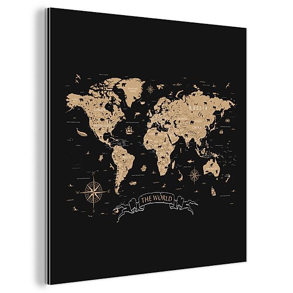 MuchoWow Metallbild Weltkarte - Beige - günstig online kaufen