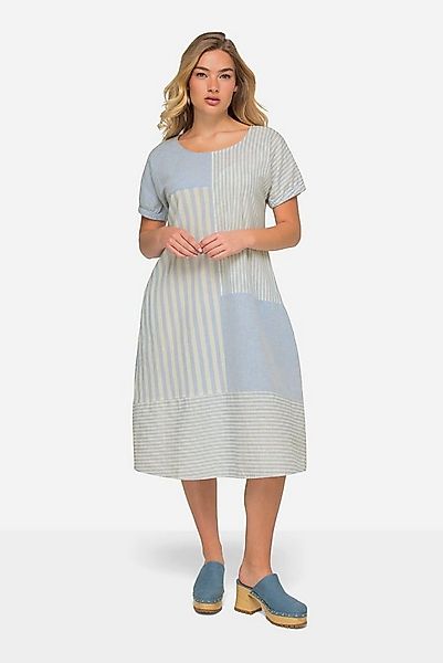 Laurasøn Midikleid Leinenmix-Kleid A-Line Streifen-Mix Rundhals günstig online kaufen