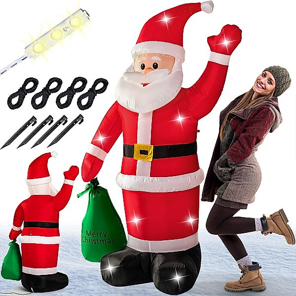 monzana Weihnachtsmann, Aufblasbarer XL 180cm LED Beleuchtet Befestigungsma günstig online kaufen