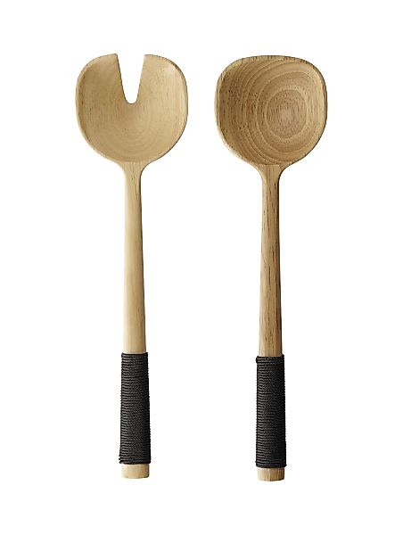Salatbesteck Holz mit schwarzem Nylongriff – 2-teilig, hell günstig online kaufen