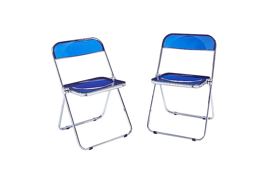 en.casa Klappstuhl (2 St), »Pornainen« Besucherstuhl Stahlgestell Dunkelbla günstig online kaufen