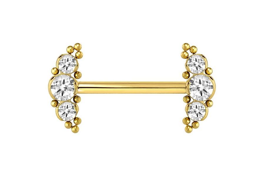PIERCINGLINE Brustwarzenpiercing Titan Barbell mit Push Fit 3 KRISTALLE + K günstig online kaufen
