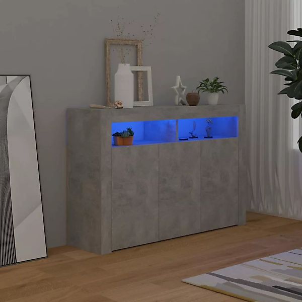 Sideboard Mit Led-leuchten Betongrau 115,5x30x75 Cm günstig online kaufen