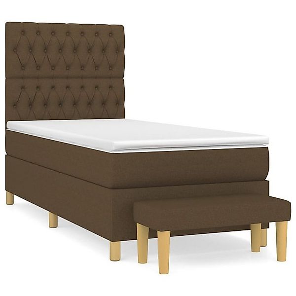 vidaXL Boxspringbett, Boxspringbett mit Matratze Dunkelbraun 90x200 cm Stof günstig online kaufen