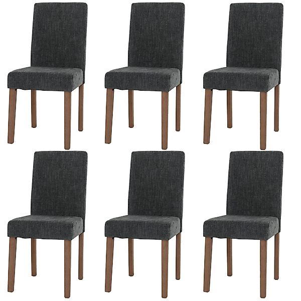 MCW Esszimmerstuhl Littau Chenille 6er-Set Dunkelgrau Naturfarbene Beine günstig online kaufen