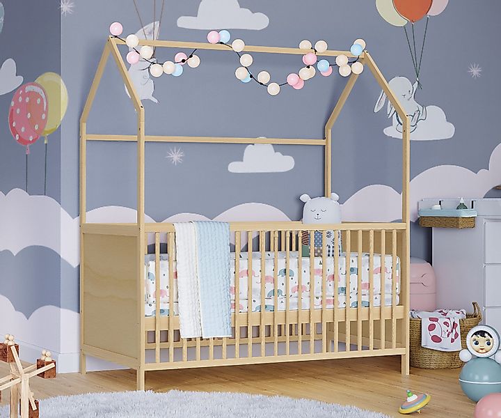 Bellabino Babybett Nika, Gitterbett in natur günstig online kaufen