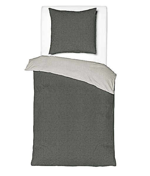 JACK Wendebettwäsche 135x200cm Renforcé Zweifarbig Struktur Wendeoptik Mist günstig online kaufen