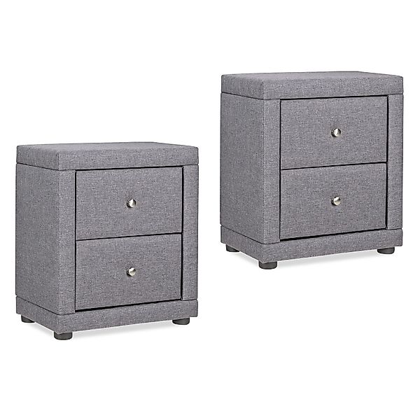 Homestyle4u Schlafzimmer Nachttisch 2er Set Nachtschrank Grau Stoff günstig online kaufen
