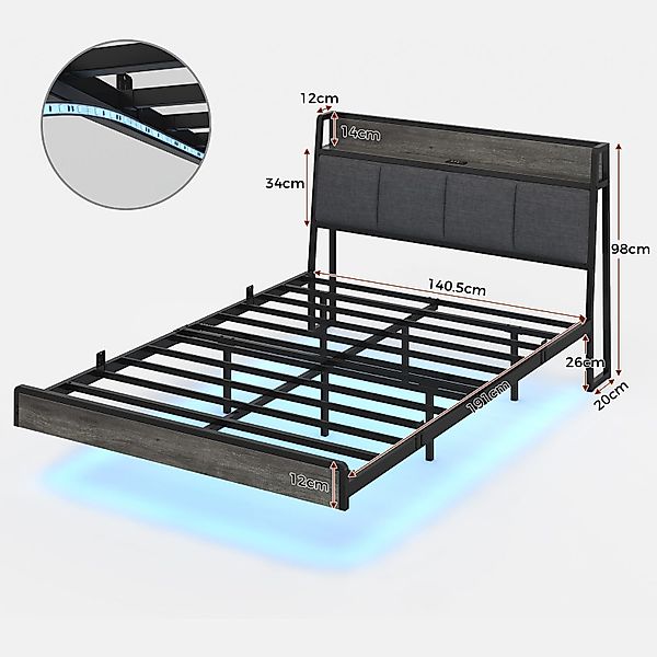 KIMENICH Polsterbett mit USB Ladefunktion und günstig online kaufen