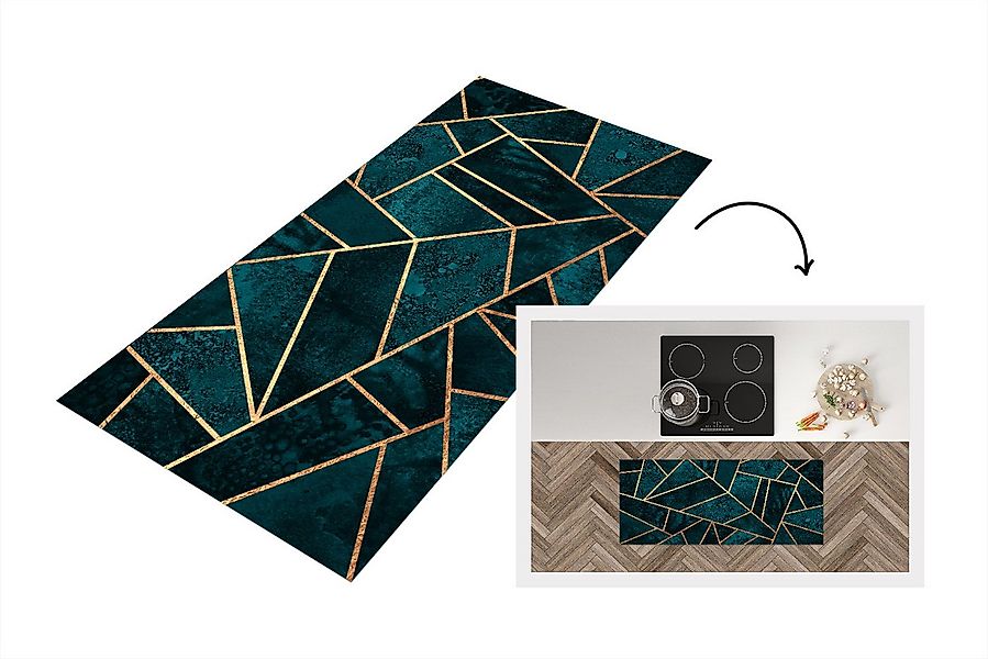 MuchoWow Küchenläufer Steine - Gold - Luxus - Muster - Abstrakt, aus Kunsts günstig online kaufen