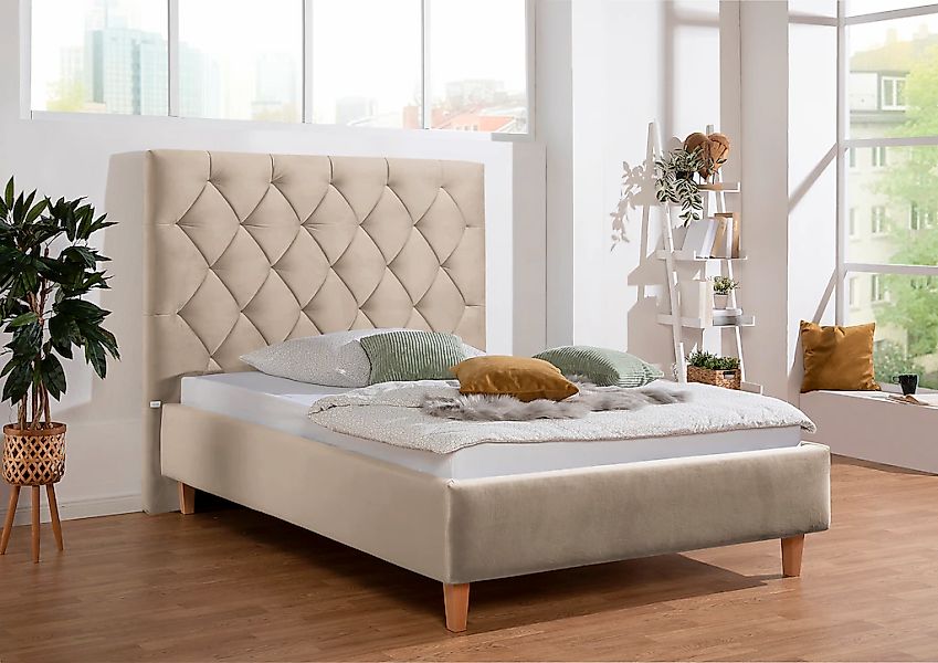 Home affaire Polsterbett "Sunley 140" Kreuzsteppung, Kopfteilhöhe 142 cm, o günstig online kaufen