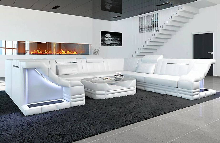 Sofa Dreams Wohnlandschaft Ledersofa Bianchi U Form Mini, Designersofa, Sof günstig online kaufen