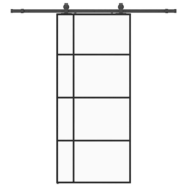vidaXL Schiebetür mit Beschlag Schwarz 90x205 cm ESG-Glas 3375870 günstig online kaufen