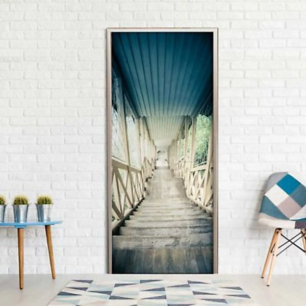 artgeist Türtapete Wooden Vintage Stairway mehrfarbig Gr. 70 x 210 günstig online kaufen