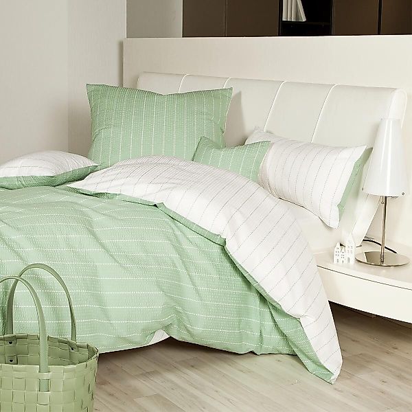 TRAUMSCHLAF Bettwäsche Argentina Lindgrün, Seersucker, 2 günstig online kaufen