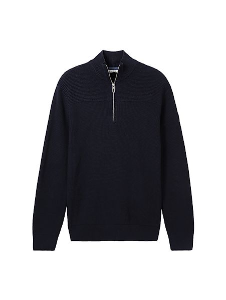 Tom Tailor Herren Stehkragen Pullover STRUCTUERED TROYER - Regular Fit günstig online kaufen