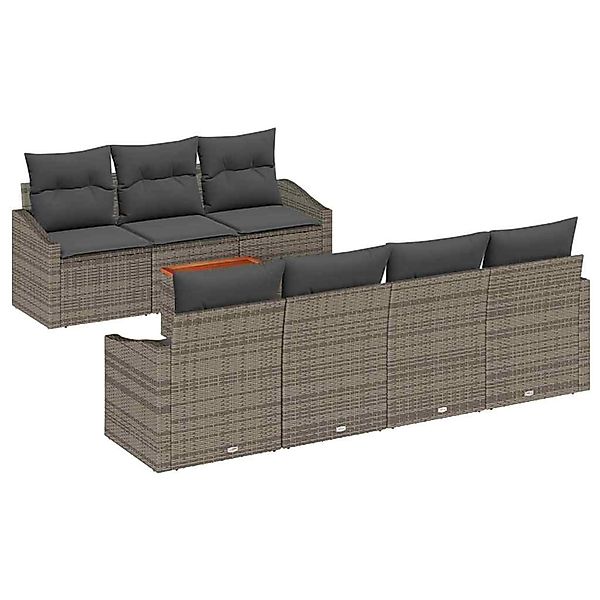 vidaXL Garten-Sofa-Set mit Kissen 8-Tlg Grau Poly Rattan 3347790 günstig online kaufen
