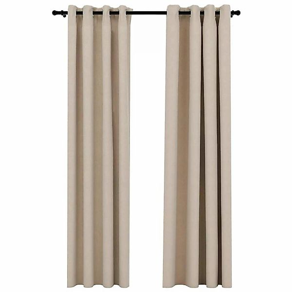 vidaXL Verdunkelungsvorhänge Ösen Leinenoptik 2 Stk Beige 140x225 cm günstig online kaufen