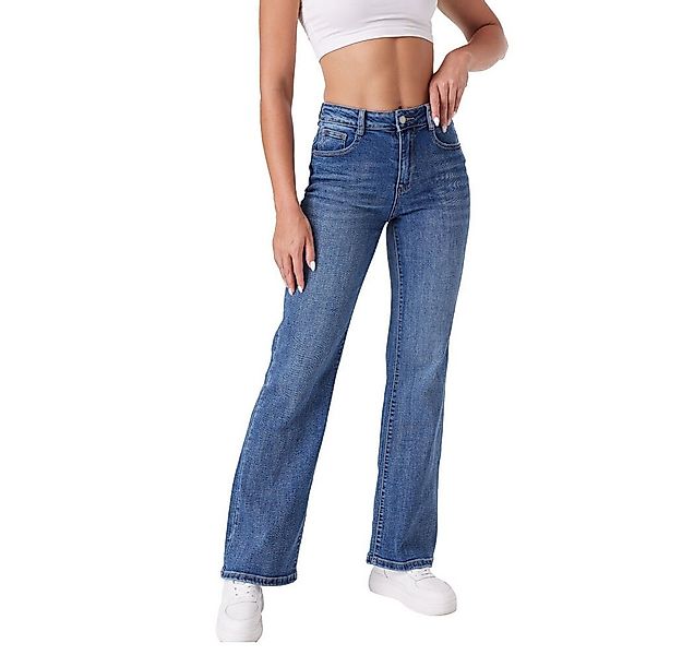 Ital-Design Bootcut-Jeans Damen Jeans mit weitem Bein und modernem Design ( günstig online kaufen