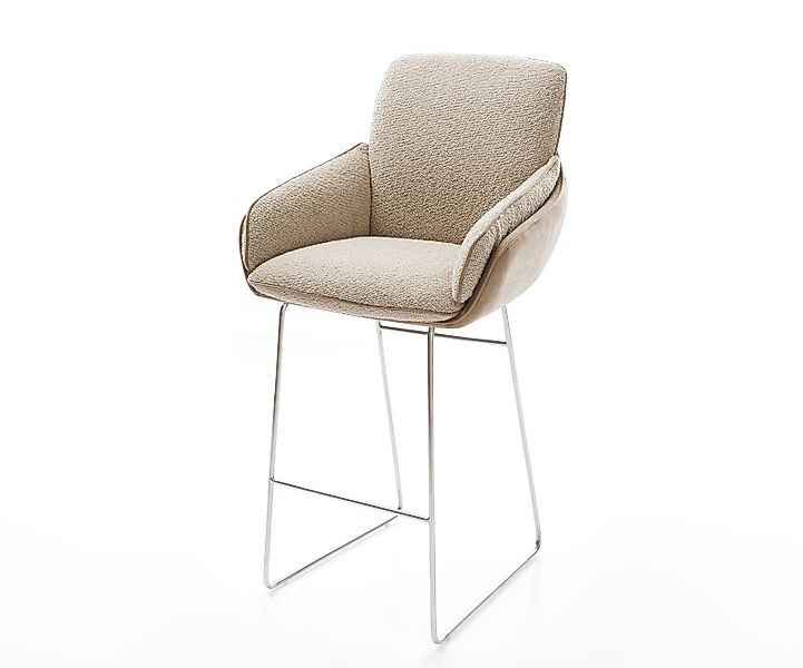 Barstuhl Luan-Flex Materialmix Schlamm Kufengestell Edelstahl günstig online kaufen