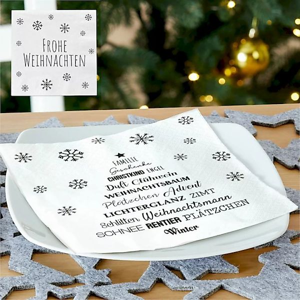 Servietten 3-lagig 2er Set WEIHNACHTEN 3 Motive Weiss / Schwarz günstig online kaufen