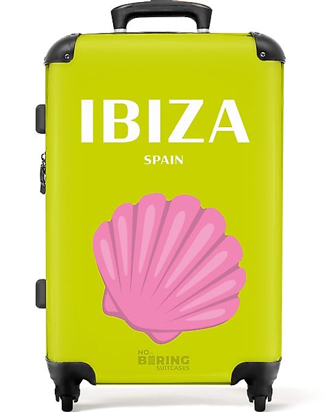 NoBoringSuitcases.com© Hartschalen-Trolley Grün mit Ibiza Spanien günstig online kaufen