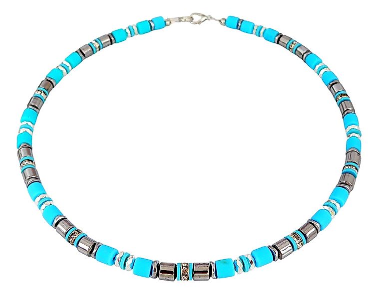 traumschmuck Collier 605a Halskette Collier Walzen türkis Edelstahl silber günstig online kaufen