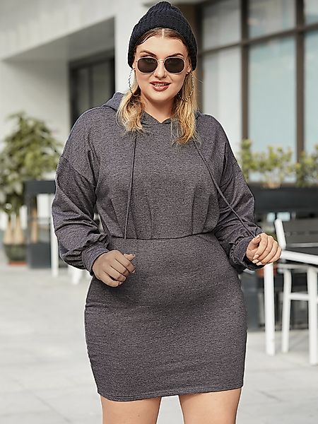 YOINS Plus Größe Pullover Kordelzug Mit Kapuze Design Lange Ärmel Mini Klei günstig online kaufen