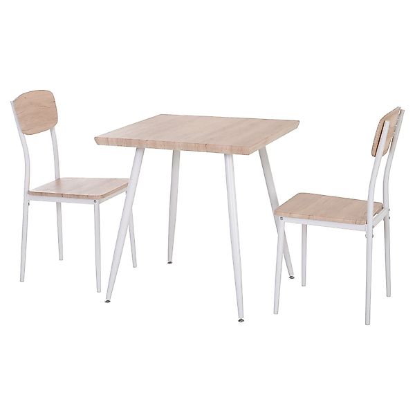 HOMCOM 3-teilige Essgruppe Sitzgruppe Esstisch Set MDF + Metall Naturholzma günstig online kaufen