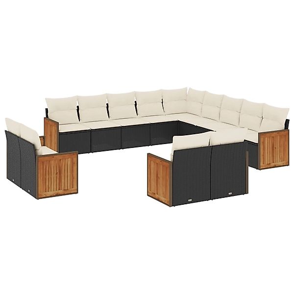 vidaXL 13-Tlg Garten-Sofagarnitur mit Kissen Schwarz Poly Rattan 3228205 günstig online kaufen