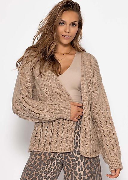 SASSYCLASSY Cardigan Strickcardigan mit Zopfmuster für günstig online kaufen