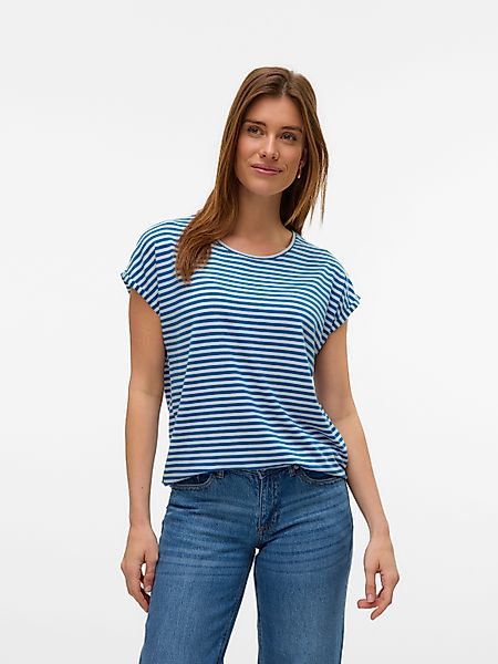Vero Moda Rundhalsshirt "VMAVA PLAIN SS TOP STRIPE GA JRS NOOS" günstig online kaufen