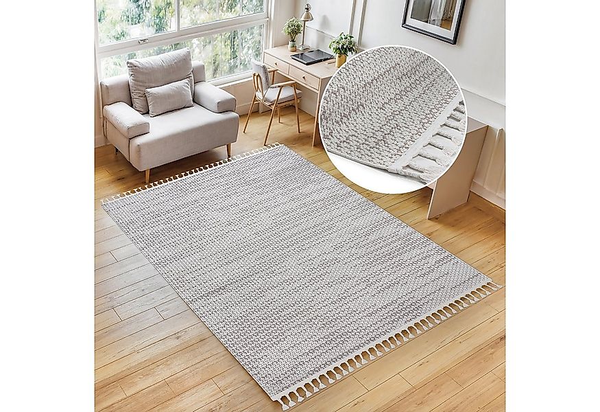 my home Teppich Mads, rechteckig, Höhe: 6 mm, Boho, Woll-Look, Hoch-Tief-St günstig online kaufen