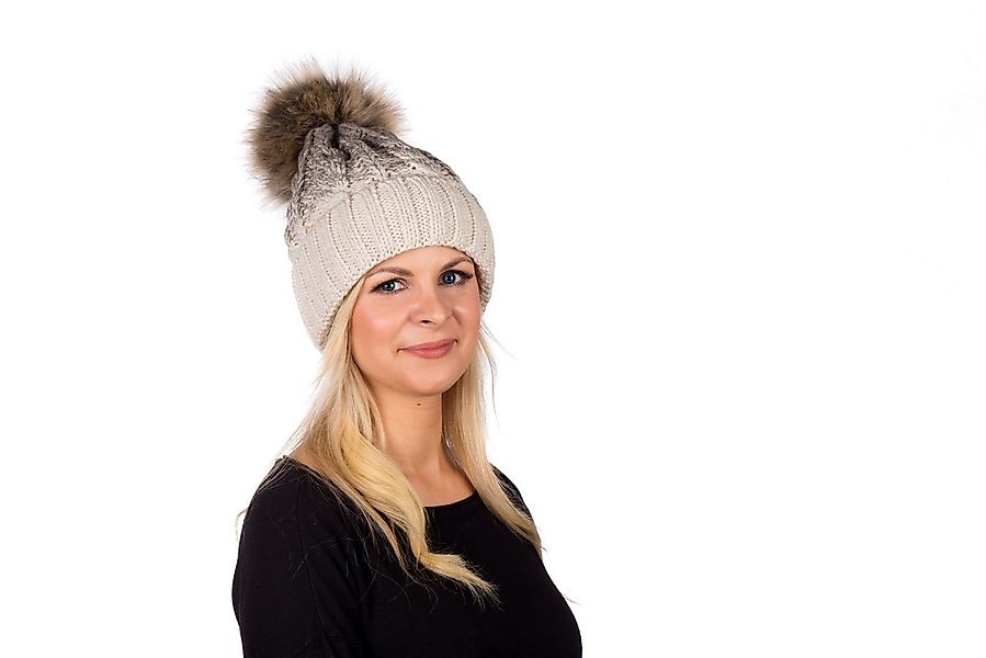BIRENDY Strickmütze Birendy Pudelmütze PB165 mit Fellbommel aus Kunstpelz M günstig online kaufen