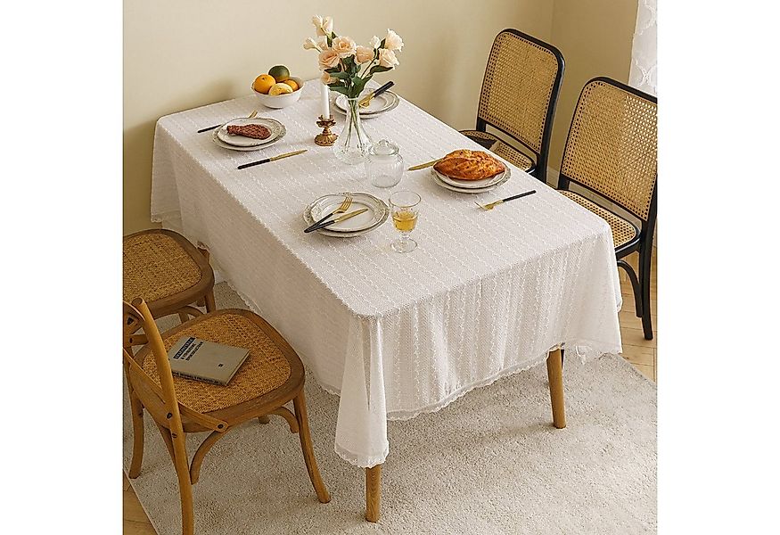BYSURE Tischdecke (1-tlg), Spitzen bestickt Tischtuch, rechteckig günstig online kaufen