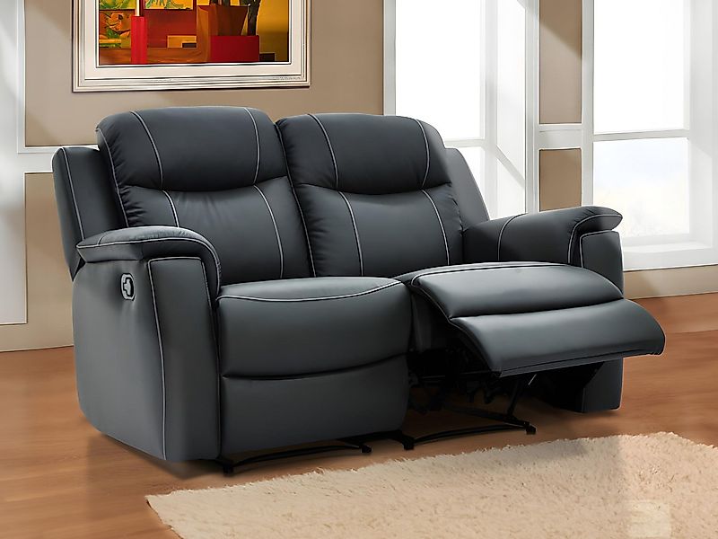 Relaxsofa Leder 2-Sitzer - Anthrazit - EVASION günstig online kaufen