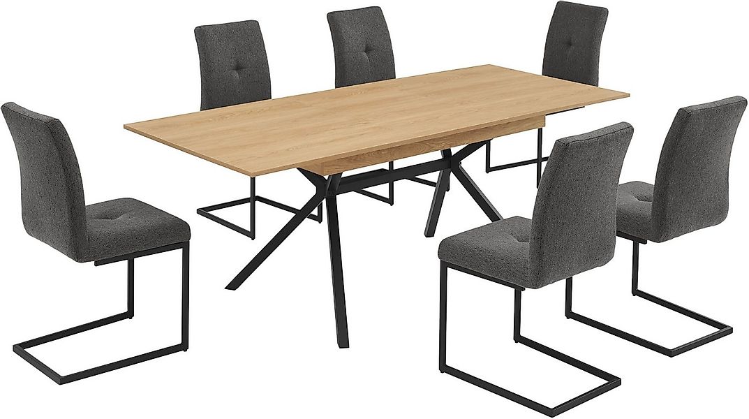 OTTO home Essgruppe Vendy, Esstisch ausziehbar plus 6 Freischwinger, (Set, günstig online kaufen