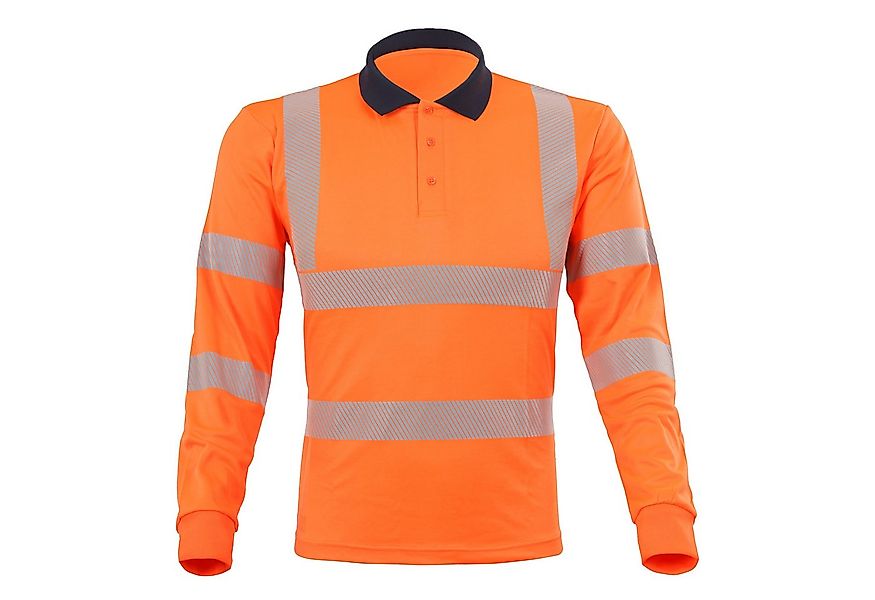 Qualitex Workwear Warnschutz-Shirt signalfarben Polo-Longsleeve aus Lyocell günstig online kaufen