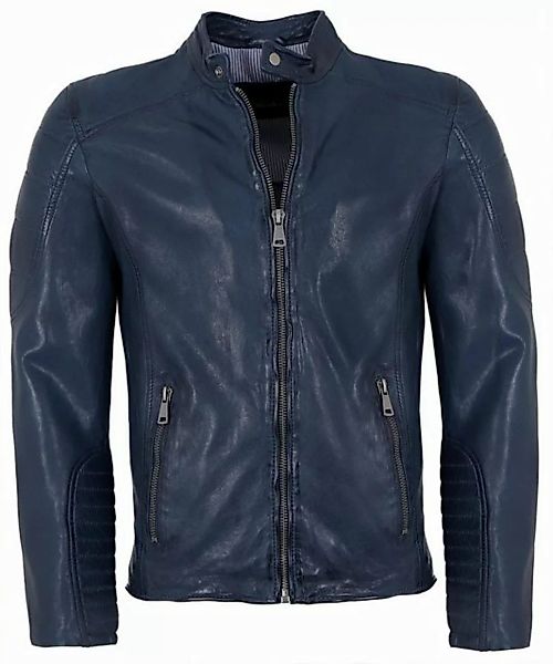 Lederjacken24 Lederjacke New Phil Herren Lederjacke Lammnappa navy blau günstig online kaufen